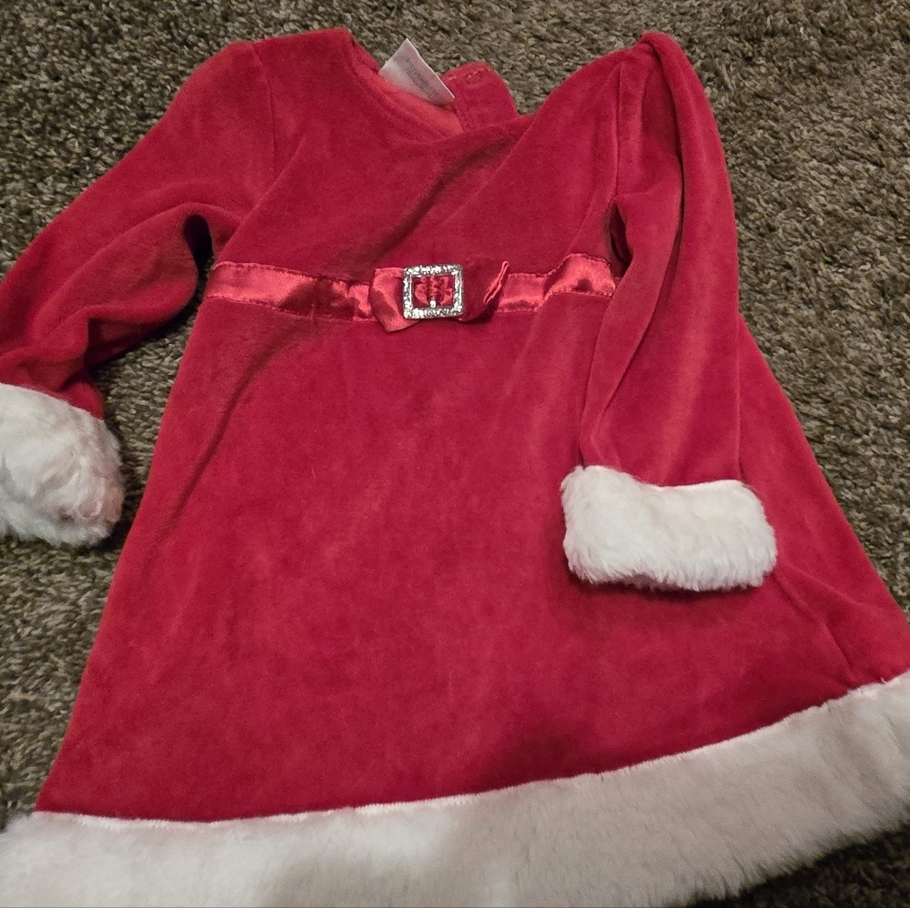 HOST PICK!🎉🎊 Miniwear Red Velvet Holiday DressGlitter Buckle Sz18mo - Picture 4 of 9